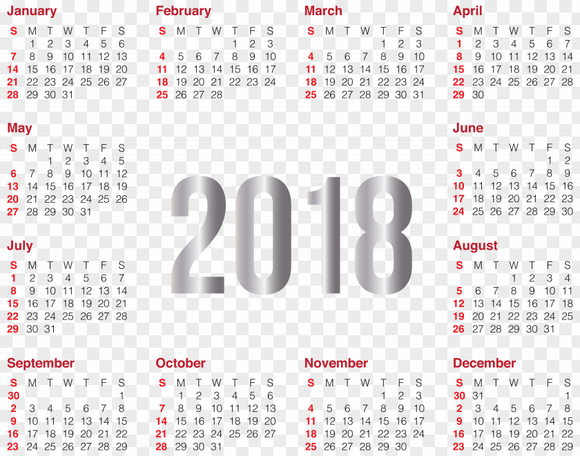 2018 Transparent Calendar Clip Art Image New Year PNG
