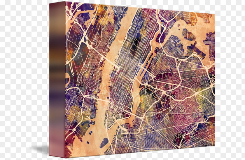 Map New York City Canvas Print Art Gallery Wrap PNG