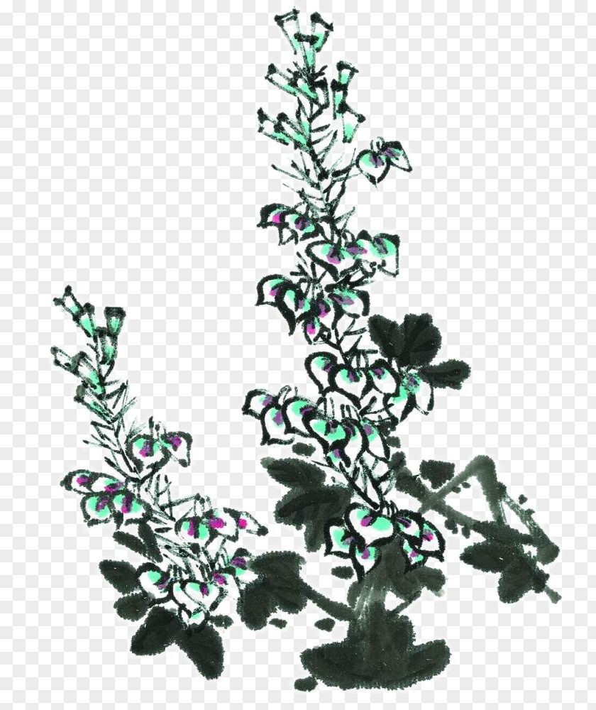 Hand-painted Bush Chinese Painting Tree PNG