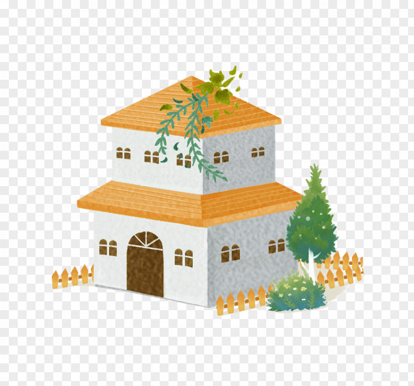 Orange House Illustration PNG
