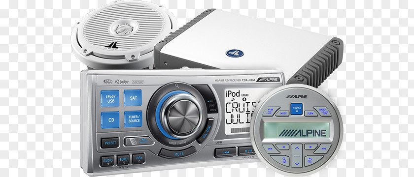 Stereo Speakers Radio Receiver Automotive Head Unit Electronics Multimedia Loudspeaker PNG