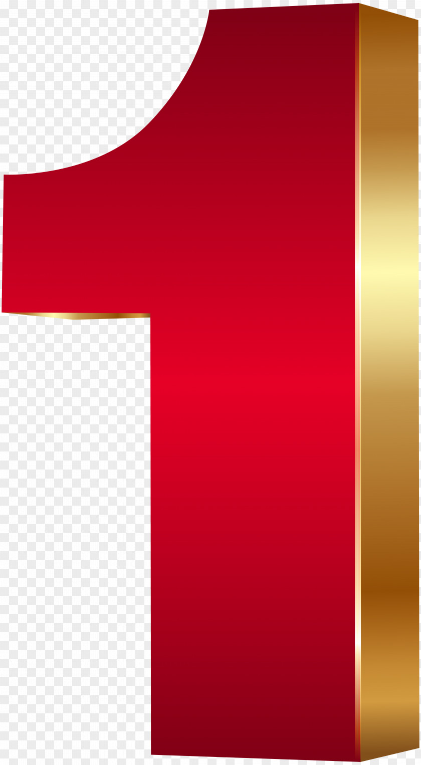 3D Number One Red Gold Clip Art Image PNG