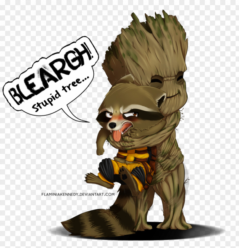 Rocket Raccoon Groot Character Hug PNG