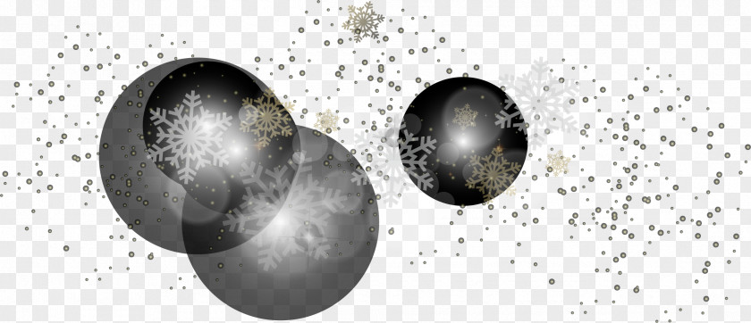 Winter Snowflake Effect Elements White Black Sphere PNG
