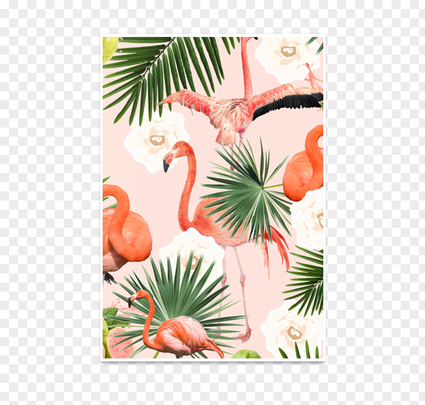 Blush Floral Flamingos Paper Bag Poster Pattern PNG