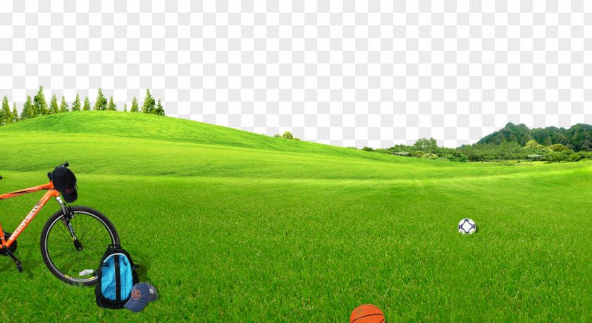 Free Bike Grass Hills To Pull Material Green Lawn Blue PNG