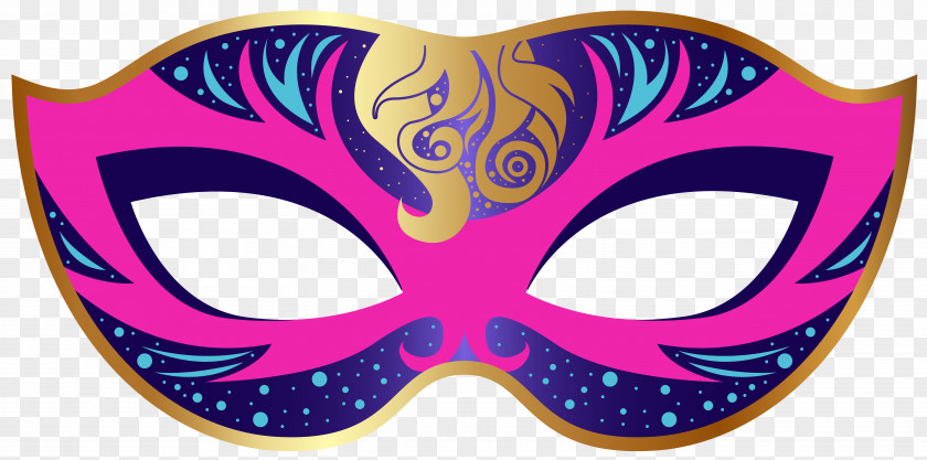 Pink And Blue Carnival Mask Clip Art Image PNG