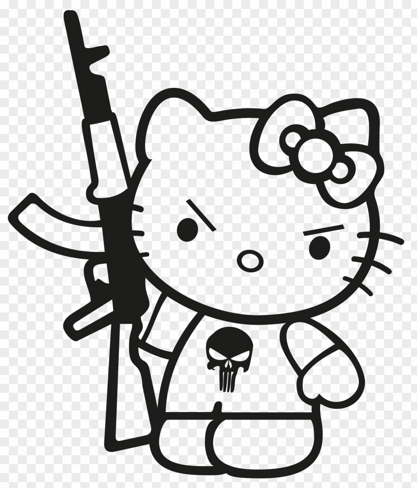 Hello Punisher Kitty Sticker Decal Polyvinyl Chloride PNG