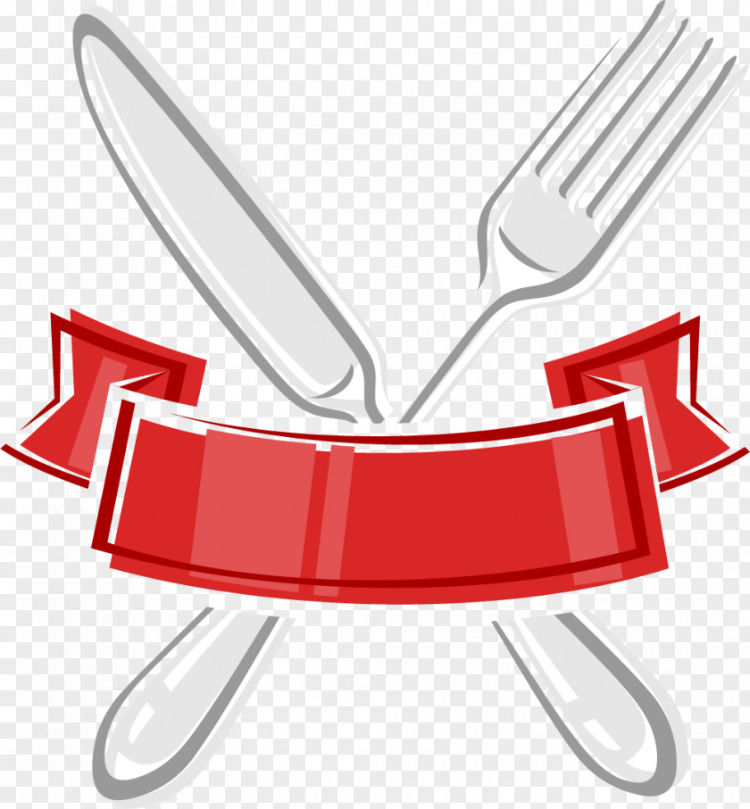 Red Knife And Fork Label PNG