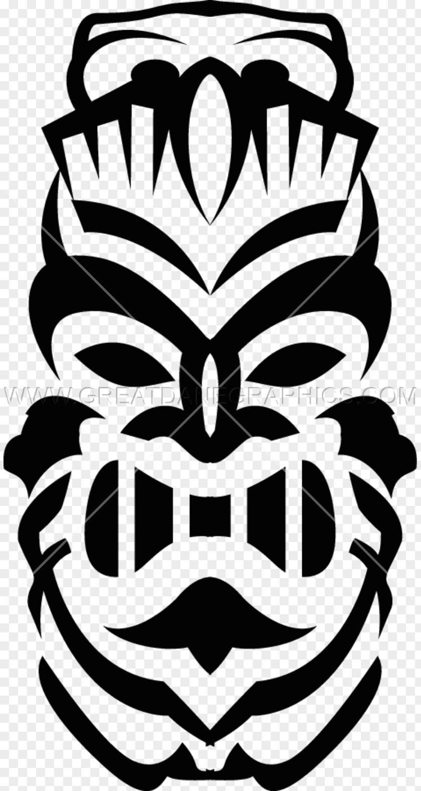 Tiki Totem Stencil Black And White Clip Art PNG