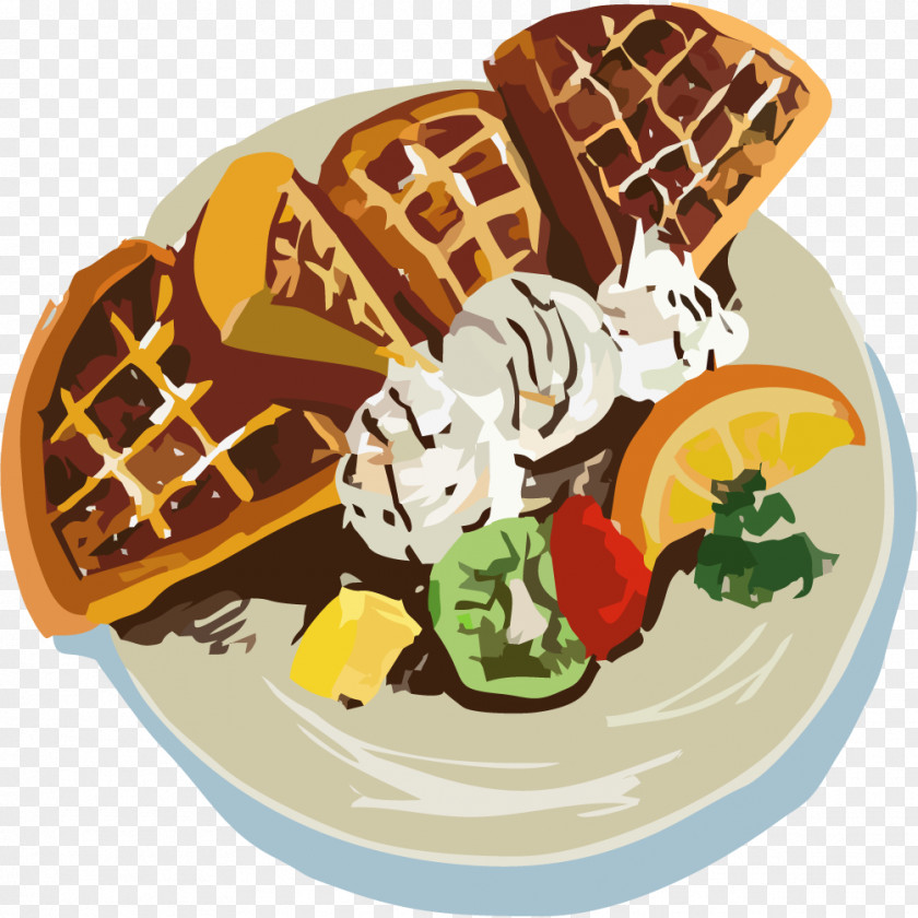 Vector Delicious Cookies Ice Cream Belgian Waffle Cookie PNG