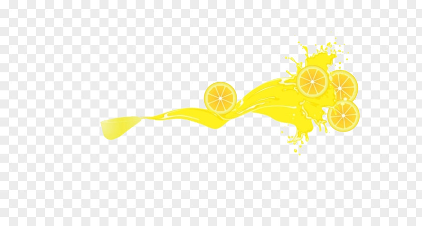 Cartoon Splash Of Orange Juice Yellow Petal Pattern PNG