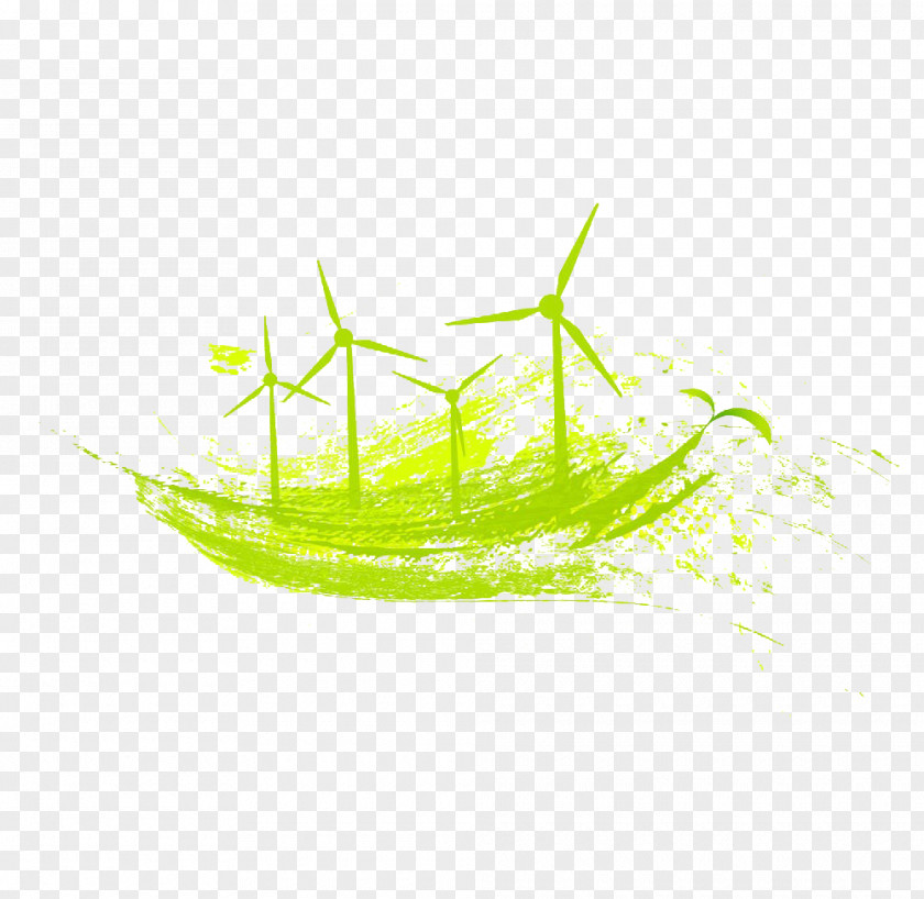 Green Windmill Energy Renewable Wind Power Graphic Design Illustration PNG