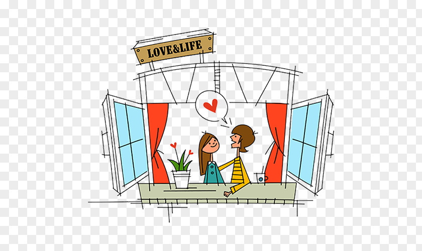 Loving Couple Background Picture Cartoon Illustration PNG