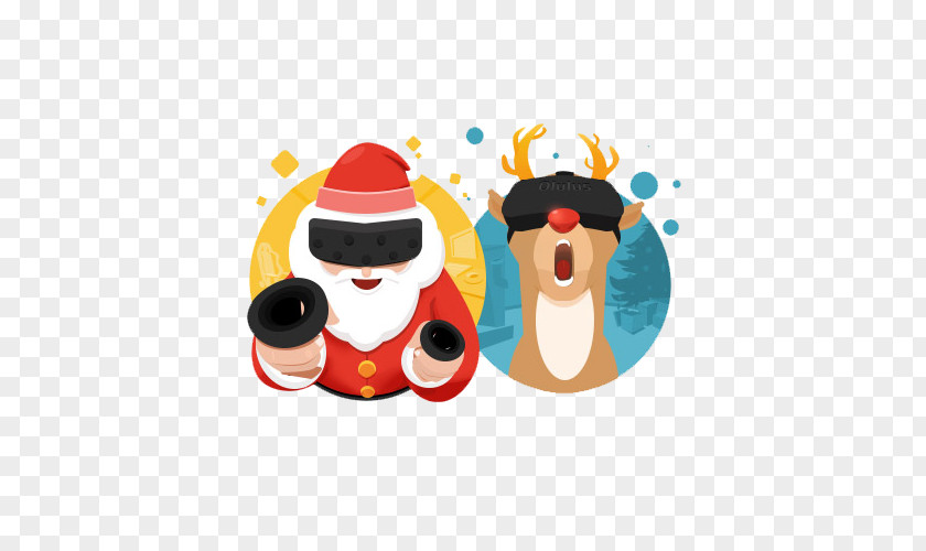 Santa Claus And Christmas Elk Reindeer Illustration PNG
