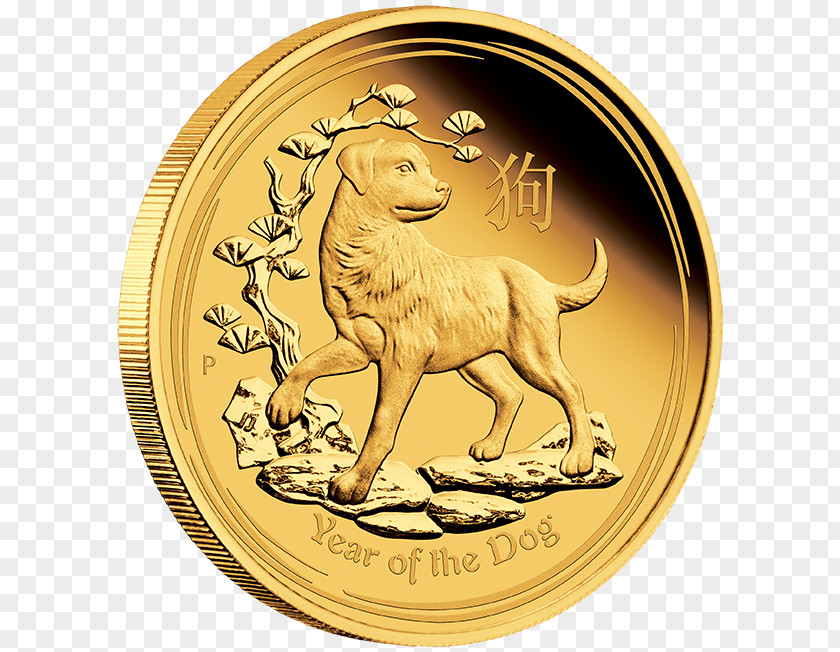 Dog Perth Mint Proof Coinage Australian Lunar Gold PNG