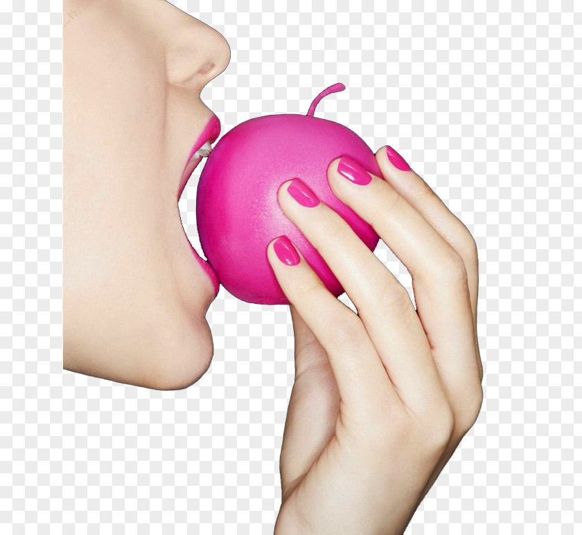 Eating Apple Nail Lipstick PNG