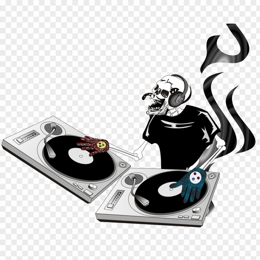 Nightclub DJ Skull Anchor Disc Jockey PNG