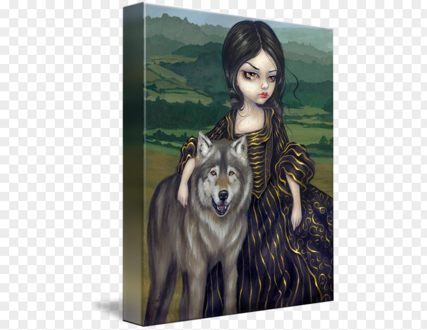 Watercolor Wolf Jasmine Becket-Griffith Siberian Husky Dog Breed Gallery Wrap Canvas PNG
