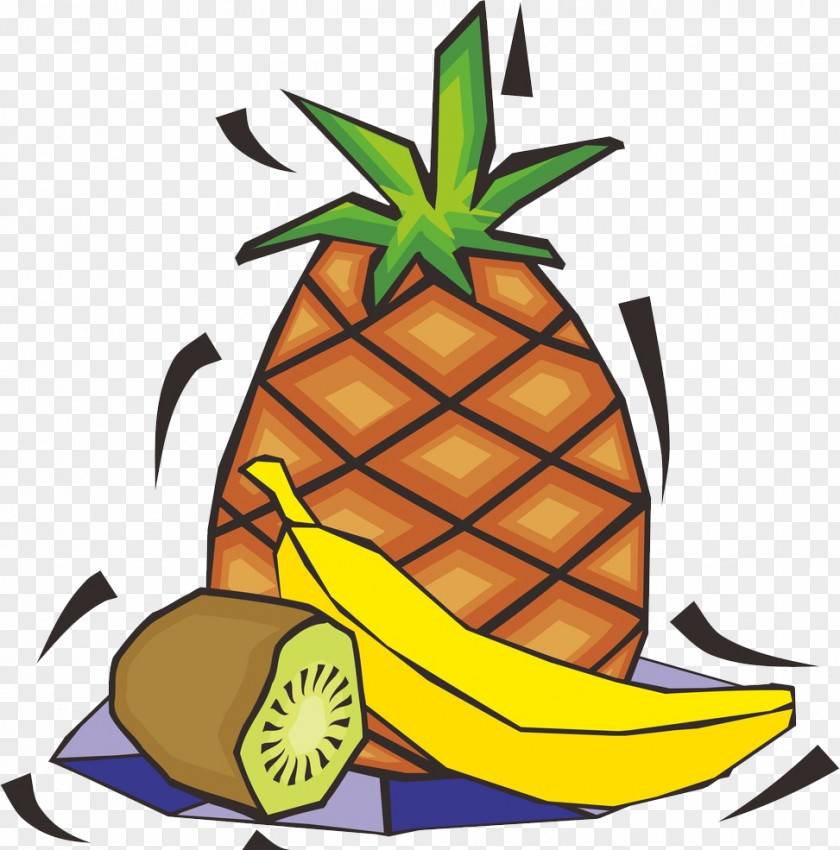 Cartoon Pineapple Banana Kiwi Kiwifruit Slice Clip Art PNG