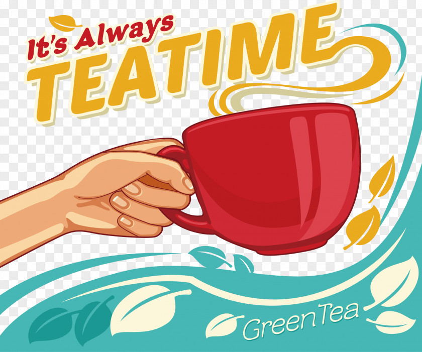Cartoon Tea TEA,TIME Coffee Latte Cup PNG