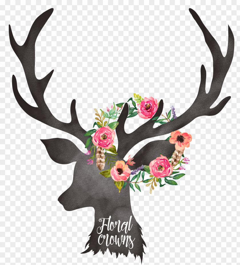 Floral Deer Antlers Antler Design PNG