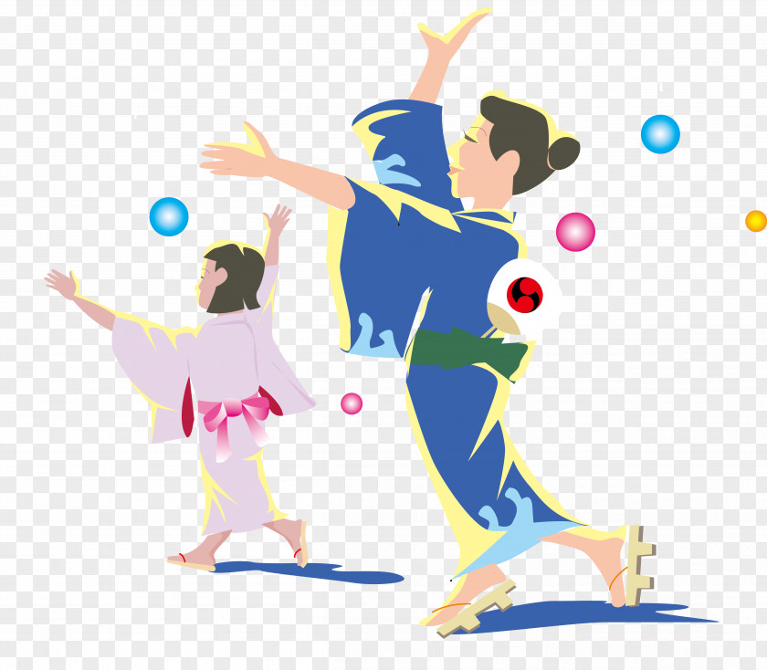 Japanese Kimono Dancing Mother And Daughter Japan Dance Clip Art PNG