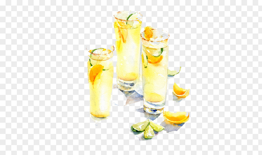 Lemon Juice Cocktail Bxe1nh Bu1ed9t Lu1ecdc Watercolor Painting Illustration PNG