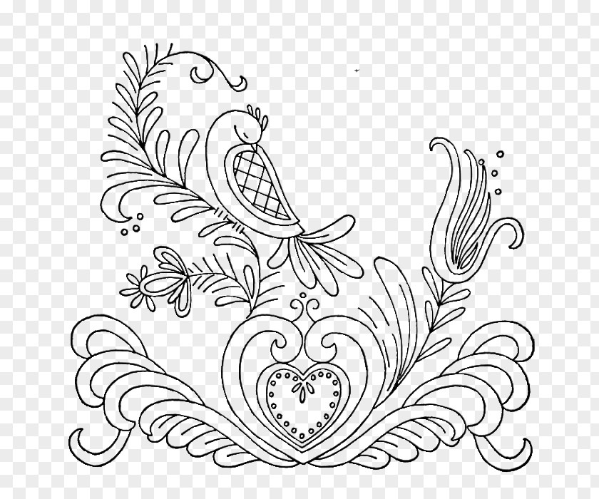 Romantic Design Embroidery Drawing Image Pattern Sketch PNG