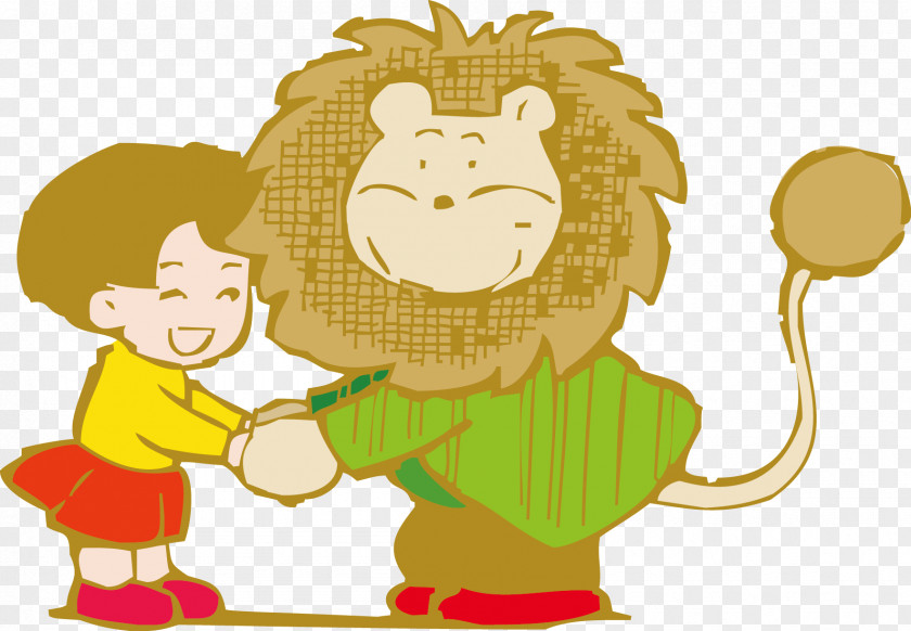 Little Lion And Child Cartoon Q-version Illustration PNG