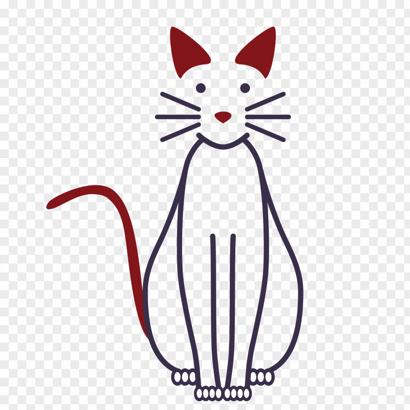 Small To Mediumsized Cats Tail Whiskers Cartoon Line Art Nose Cat PNG