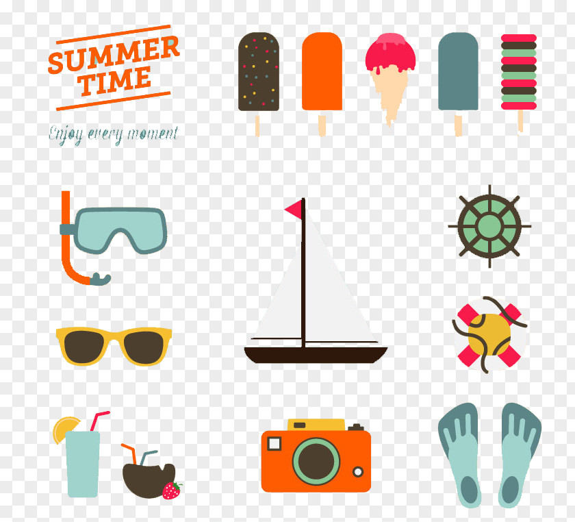 Summer Vacation Background Element Vector Material Wedding Invitation Flat Design PNG
