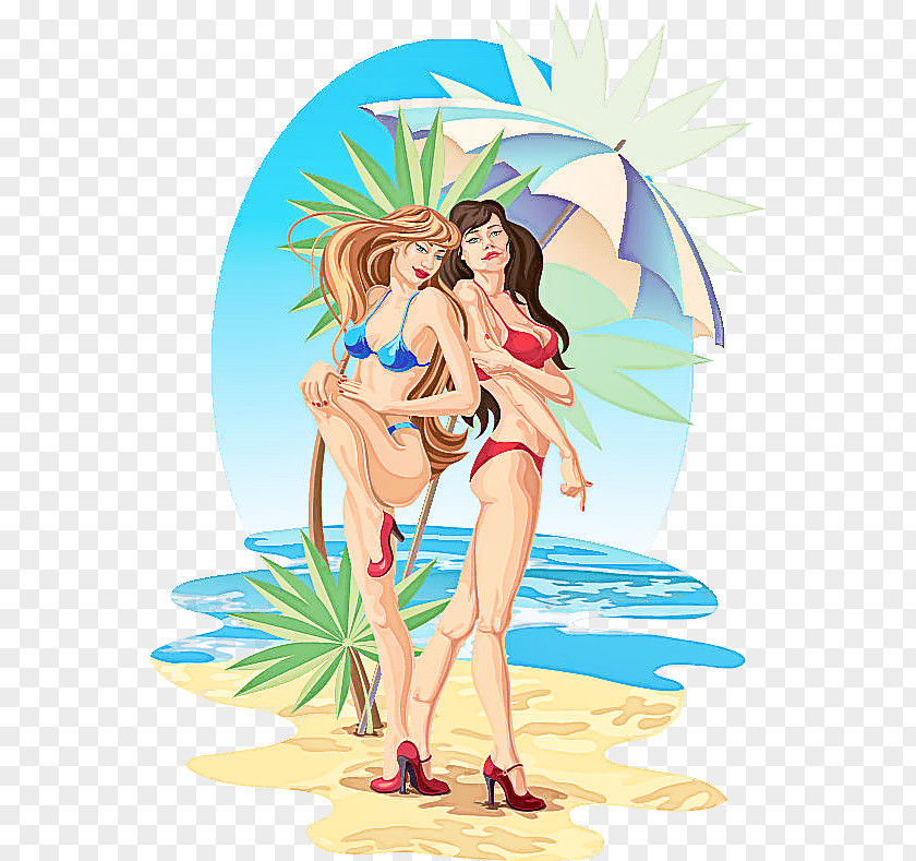 Cartoon Summer Fun Bikini Vacation PNG