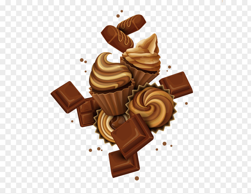 Cartoon Delicious Chocolate Vector Material Ice Cream Cake Balls Bar PNG