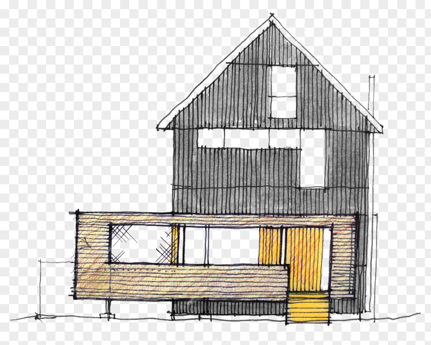 Modern Home Architectural Sketch Monteyne Architecture Works Inc. House Building Facade PNG