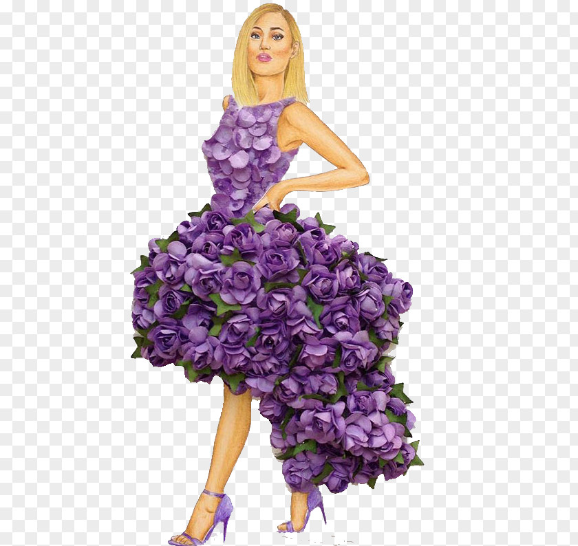Purple Fairy Dress Fashion Illustration Art PNG