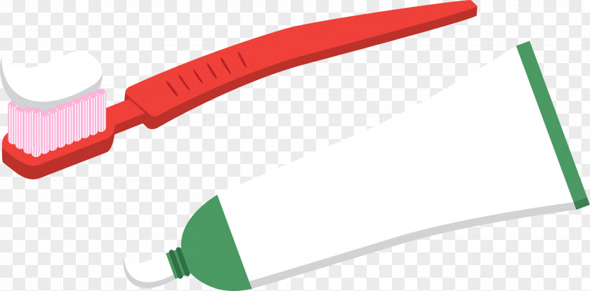 Vector Red White Paste Toothpaste Toothbrush PNG