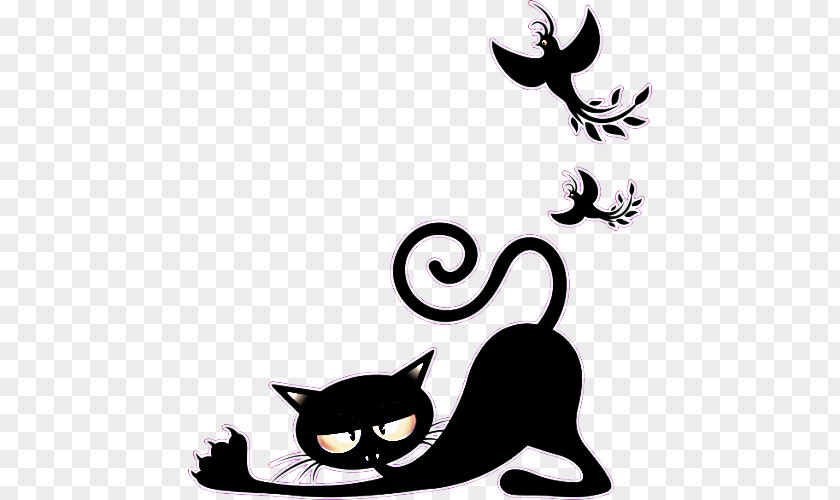 Whiskers Stencil Black Cat Small To Medium-sized Cats Black-and-white Tail PNG