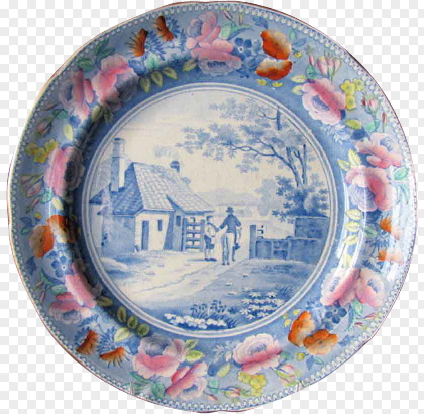 Cat Ceramic Platter Porcelain Blue And White Pottery PNG