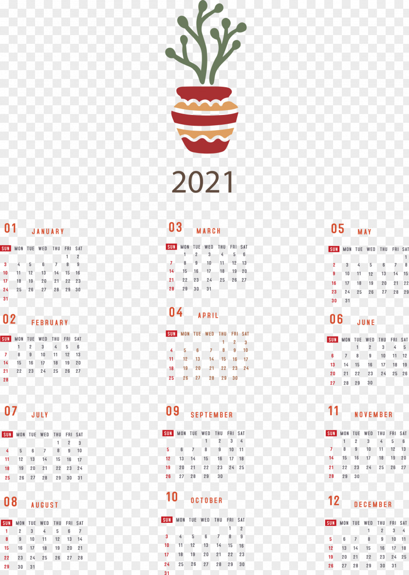 Printable 2021 Yearly Calendar PNG