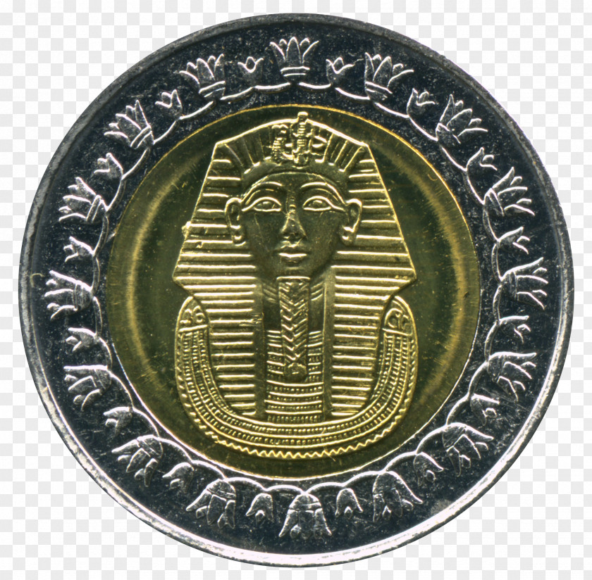 Pharaoh Egyptian Pound Bi-metallic Coin One PNG