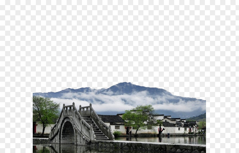 Yunshan Fog Cover Huizhou Bridge Xidi District Hongcunzhen Huangshan PNG