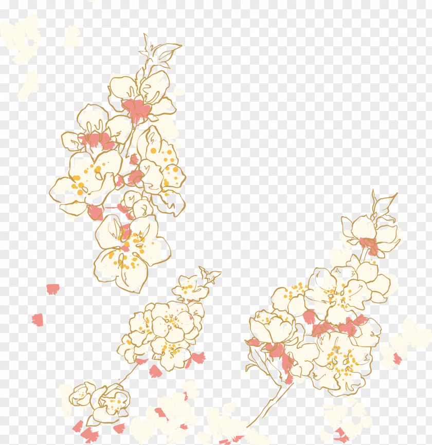 Hand-painted Cherry Blossoms Blossom Painting Drawing PNG