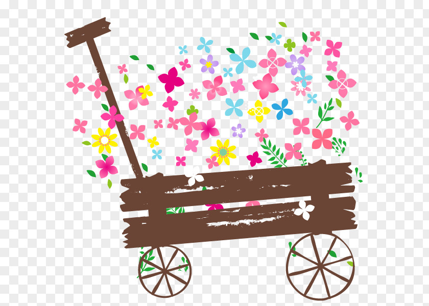 Flower Cart Illustration Clipart. PNG