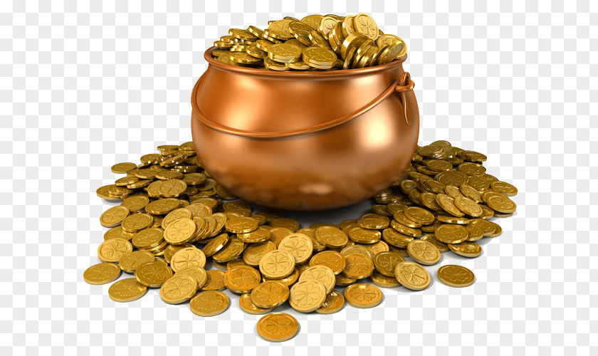 Gold Pot Coin Stock Photography PNG