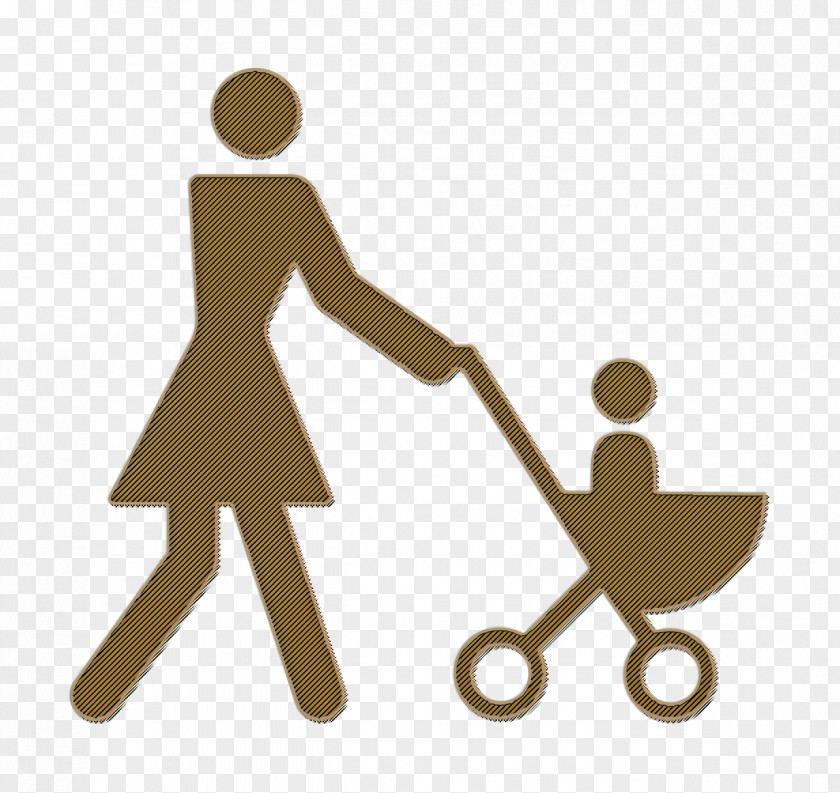 People Icon Mother Walking With Her Son On A Stroller PNG
