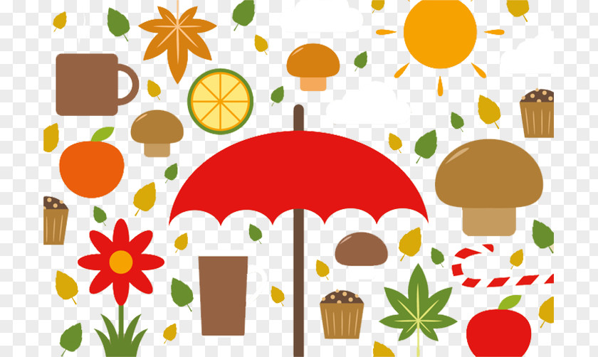 Coffee Orange Red Umbrella Euclidean Vector Adobe Illustrator Clip Art PNG