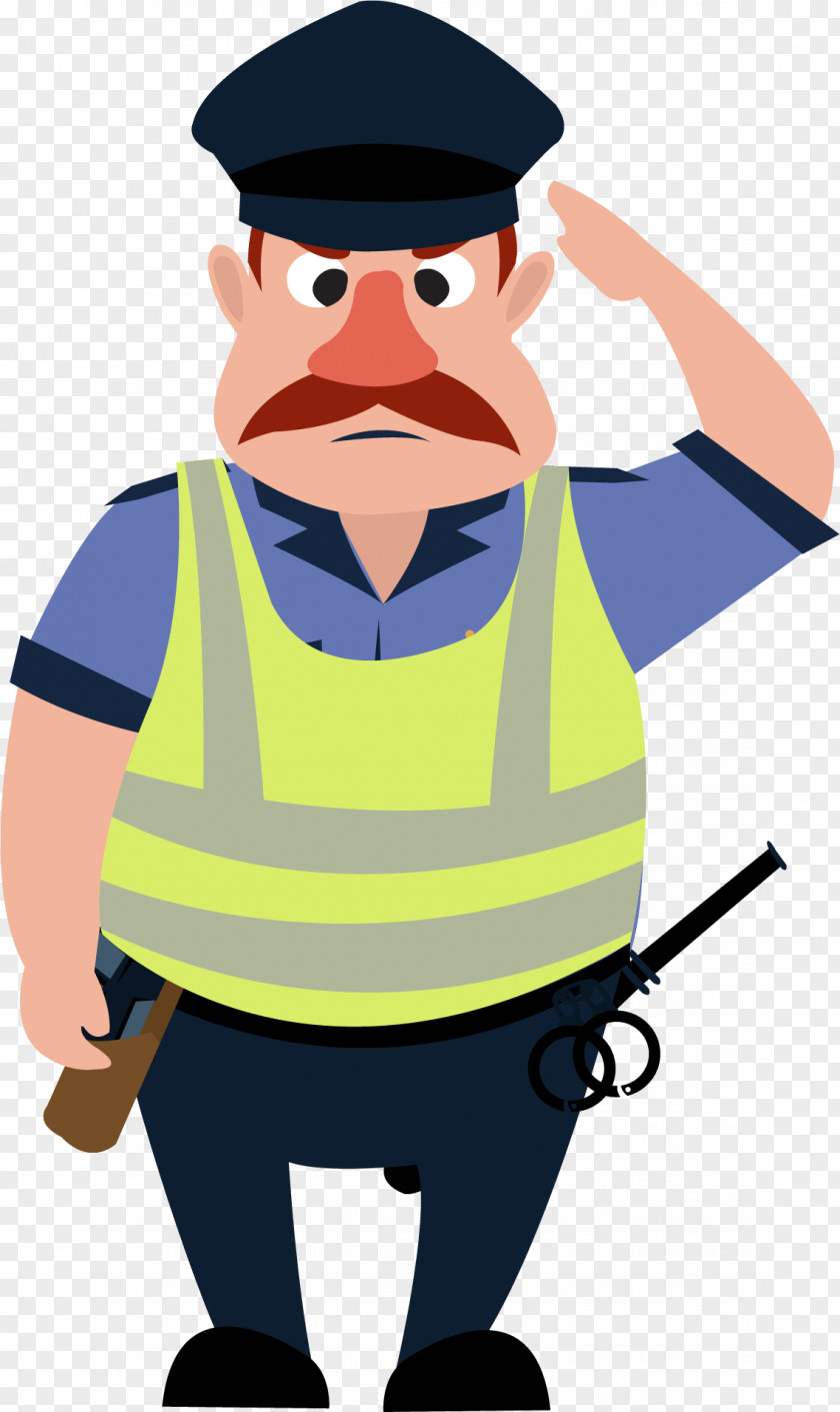 Lovely Cartoon Traffic Cop Salute Police Officer Security Guard People's Of The Republic China PNG