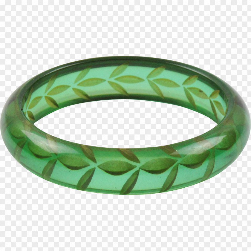 Emerald Bangle Bracelet Green Bakelite PNG