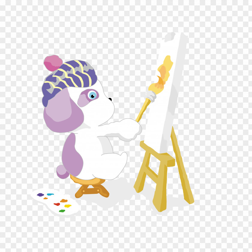 Cute Cartoon Painting Puppy Dog Drawing PNG